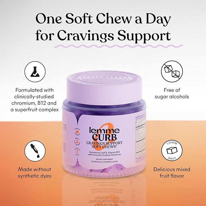 Lemme Curb Cravings Soft Chews - Manage Appetite, Support Metabolism & Lean Body w/Clinically Studied Chromium, Gymnema & B12 for Healthy Weight Management, Mixed Berry-StrideForce Fitness