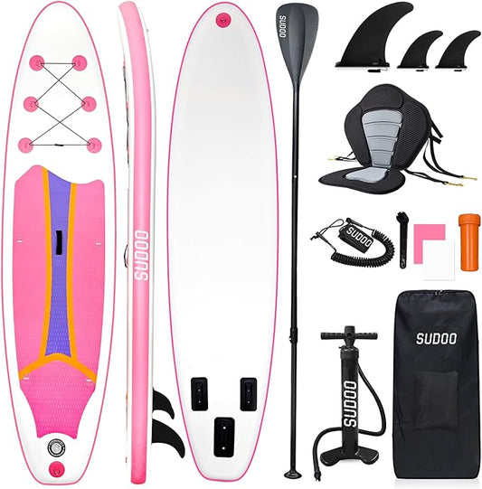 Inflatable Stand Up Paddle Board 10‘x30‘‘- Ultra-Light SUP with Backpack, Pump, Paddle, Coil Leash, 3 Fins, Repair Kit, Stable Design, Non-Slip EVA Deck for Adults & Youth-StrideForce Fitness