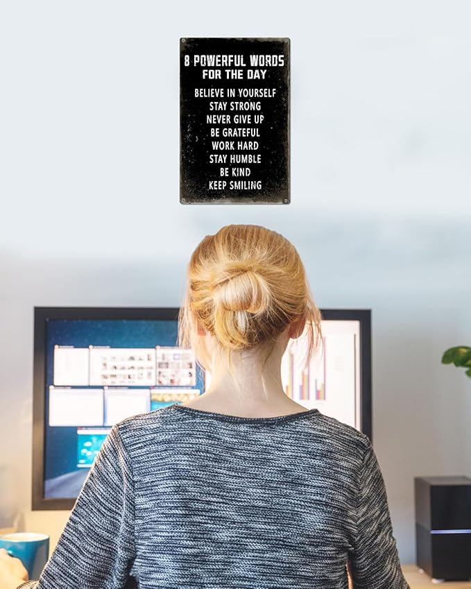 ALKB Inspirational Wall Art Metal Sign 8 x 12 Inch, Inspiring Positive Quotes Room Decor for Living Room Bedroom Classroom Gym, Motivational Wall Decor for Teen-StrideForce Fitness