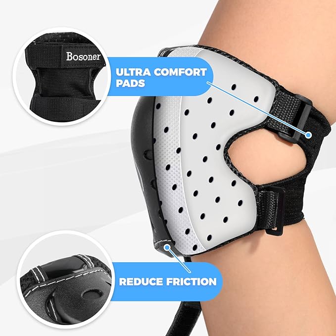 BOSONER Kids/Youth Knee Pad Elbow Pads Guards Protective Gear Set for Roller Skates Cycling BMX Bike Skateboard Inline Skatings Scooter Riding Sports-StrideForce Fitness