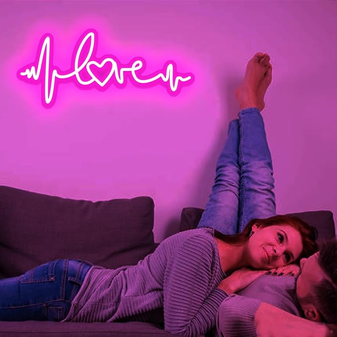 Pink Love Neon Signs for Wall Decor Neon Lights for Bedroom Led Signs Suitable for Birthday Party Valentines' Day Christmas Living Room Kids Wedding Girls Decoration 18.11"X7.87"-StrideForce Fitness