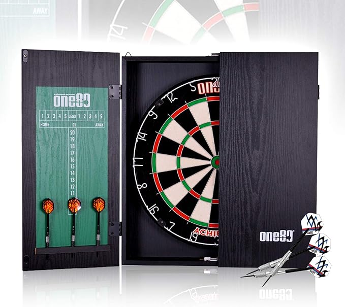 All-in-One Dartgame Center with Self-Healing Sisal/Double-Sided Dartboard & Multifunctional Cabinet 6 Steeltip Darts and Mounting Kit Included-StrideForce Fitness
