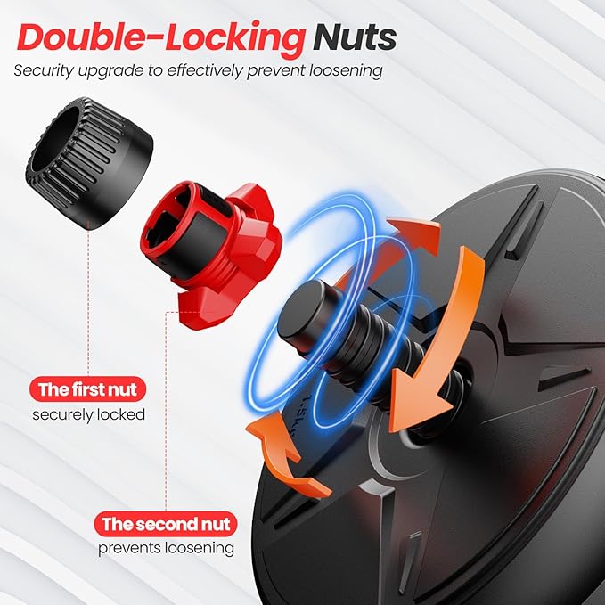 Adjustable dumbbell set,20/35/45/55/70/90lbs Free Weights set with upgraded nut, 4 in 1 Weight Set Used as Kettlebells, Barbell, Push up Stand, Fitness Exercise for Home Gym Suitable Men/Women-StrideForce Fitness