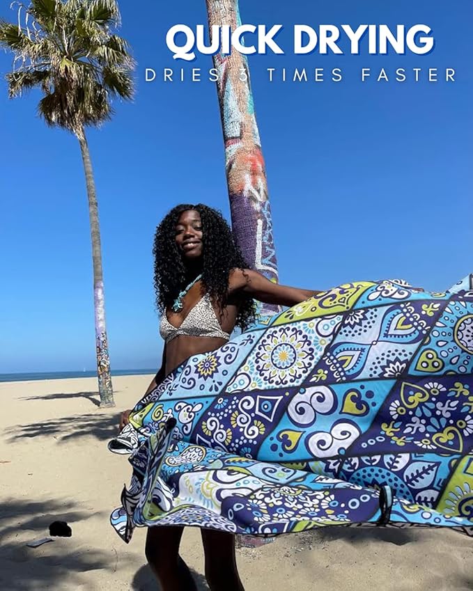 ECCOSOPHY Microfiber Beach Towel - Sand Free Towels are Quick Dry, Light Weight, Super Absorbent - Perfect Pool, Travel, Cruise, Camping Essentials - Oversized Extra Large for Adults 71x35 in-StrideForce Fitness