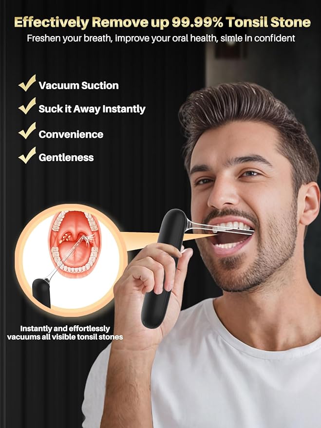 Voraiya Tonsil Stone Removal Vacuum Kit with 5 Mode Suction, 10 in 1 Electronic, Oral Irrigator, Tongue Scraper, Oral lamp & 5X Magnifying Mirror Included for Fresh Breath