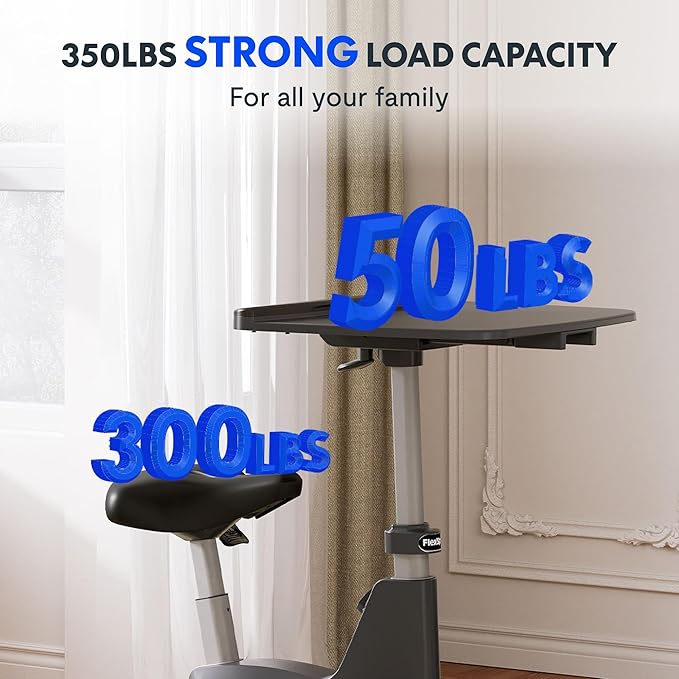 FLEXISPOT Exercise Bike with 2D Desktop, Space Saving Under Desk Bike with Removable Desk, Stationary Bikes Indoor Bikes with 300LBS Heavy Duty 8-Level Resistance Flywheel Optional LCD, V9PRO/V9MAX-StrideForce Fitness