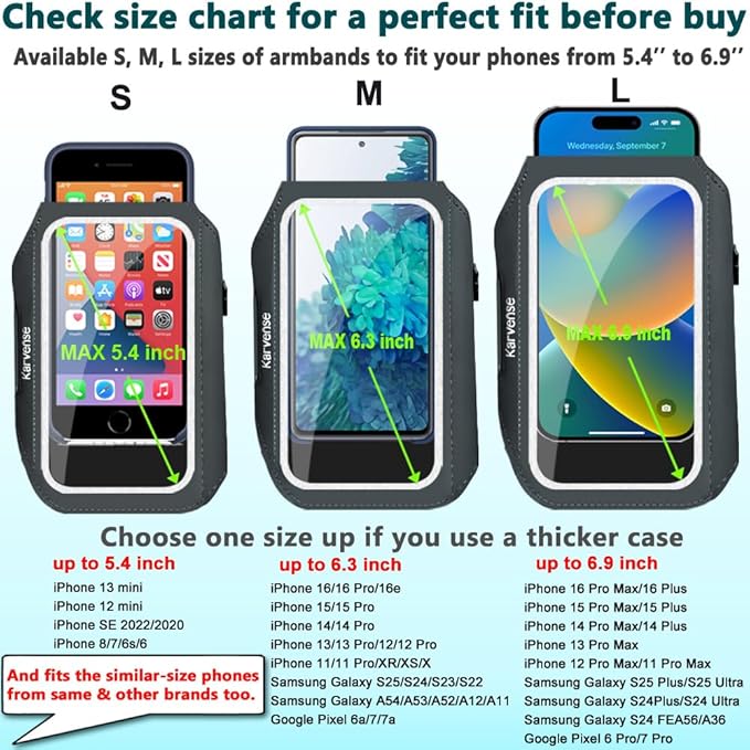 Arm Band for Phone for Running, Phone Holder for Running for iPhone & Samsung Galaxy, Cell Phone Armband Holder for Walking, Gym, Workout, w/Adjustable Strap & Zipper Pocket (Grey-S)-StrideForce Fitness