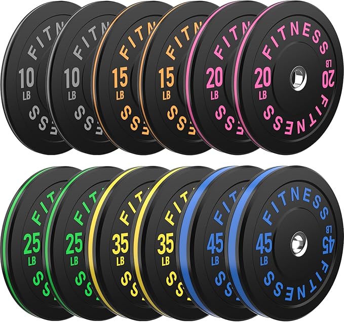 2 Inch Bumper Plates，10-500lbs，Barbell Rubber Olympic Weight Plates Set for Home Gym, Strength Training & Weight Lifting, Multiple Options Colors-StrideForce Fitness