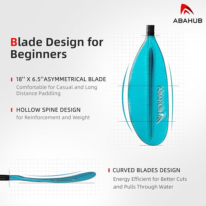 Abahub 1 x Carbon Kayak Paddles, 90.5 Inches Kayaking Oars for Boating, Canoeing with Free Paddle Leash, Carbon Fiber Shaft Black/Blue/Green/Orange/Yellow/White/Red Plastic Blades-StrideForce Fitness