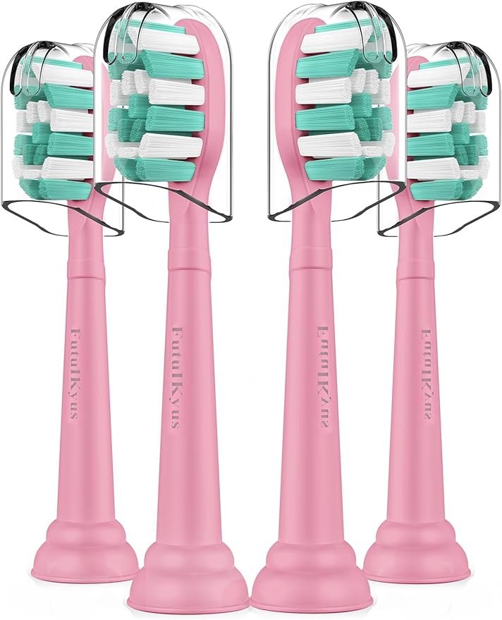 Toothbrush Replacement Heads for Philips Sonicare 4100 5100 Plaque Control Gum Health Simply Clean Electric Brush Head, 4 Pack, Pink
