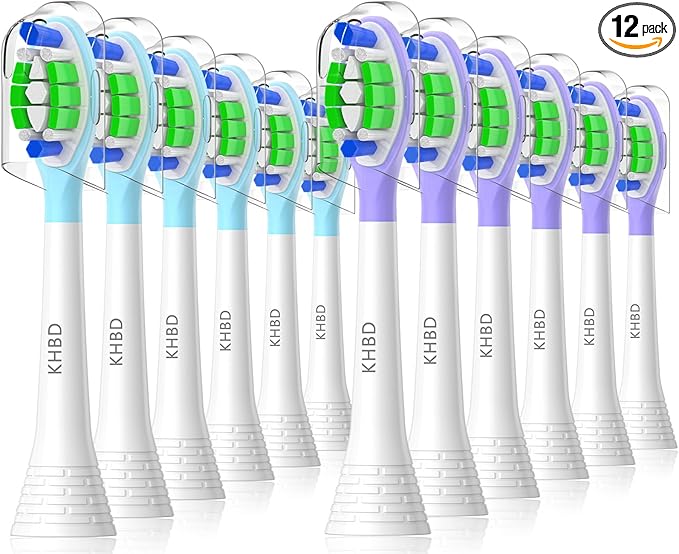 Replacement Toothbrush Heads Compatible with Philips Sonicare Click-on Handles, Multi-Coloured Silicone Wrapped Brush Heads Refills, with Covers, 12 Pack
