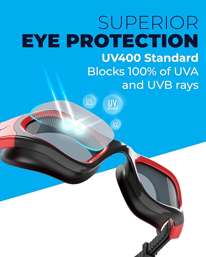 AqtivAqua Swimming Goggles, DX Wide View Swim Goggles for Adult Men Women, Anti Fog No Leaking-StrideForce Fitness