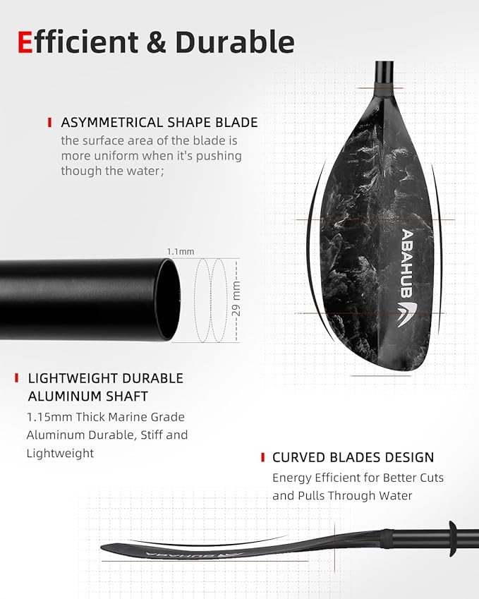 Abahub Adjustable Kayak Paddle 210-230 cm/ 230-250 cm Floating Kayaking Oars Boating Oars Canoeing Oars Black-StrideForce Fitness