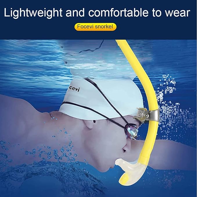 Swim Snorkel for Lap Swimming,Adult Swimmers Snorkeling Gear for Swimming Snorkel Training in Pool and Open Water,Snorkle Center Mount Silicone Mouthpiece One-Way Purge Valve-StrideForce Fitness