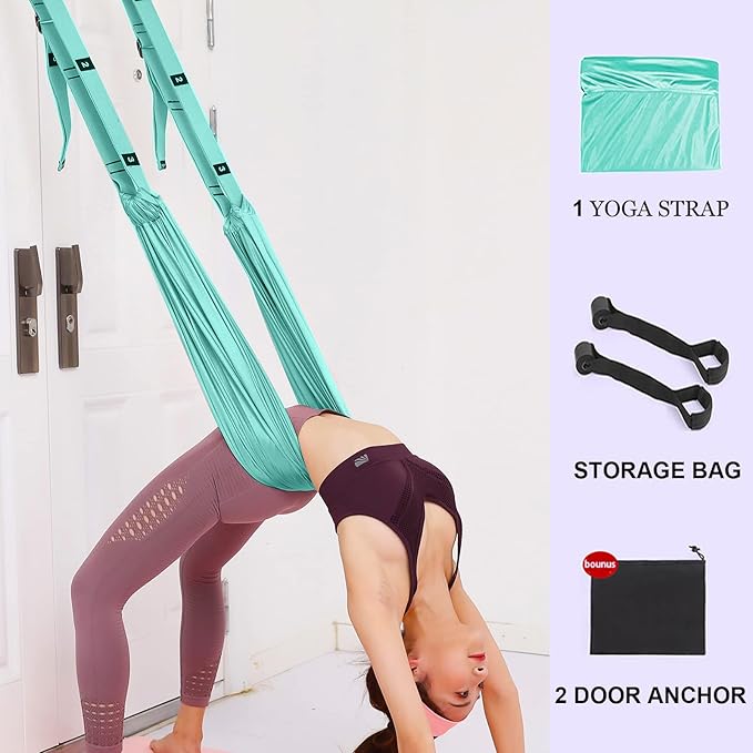 Tchrules Leg Stretcher Strap, Backbend Training Belt with Door Anchor, Flexibility Trainer Stretching Equipment Assist Stretch Strap for Fitness Gymnastics Dance Aerial Yoga Ballet-StrideForce Fitness