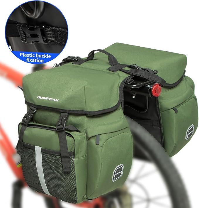 Bike Bag Accessories Panniers for Bicycle Rear Rack Bag 45L Waterproof Mountain Electric Bike Saddle Bag for Cycling Traveling Commuting Green-StrideForce Fitness