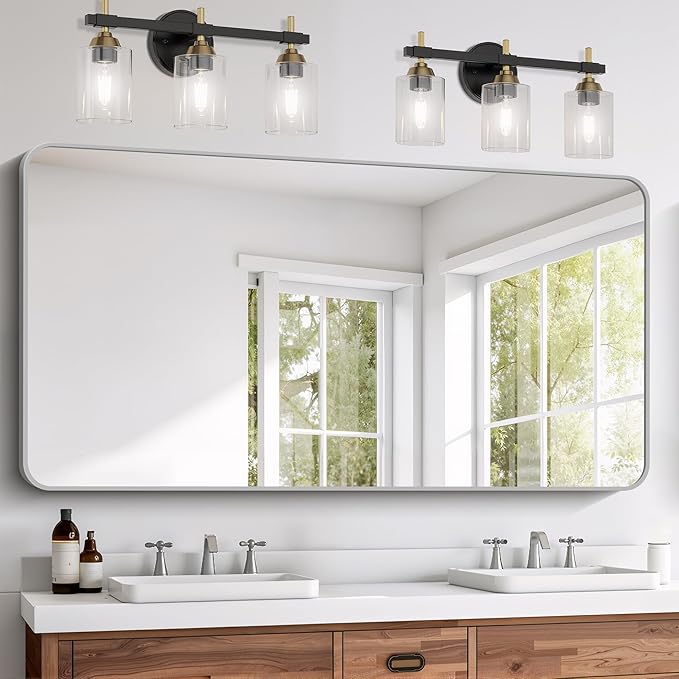 FORBATH 30x60 Inch Silver Bathroom Mirror for Over Sink, Large Rectangular Wall Mirror with Metal Frame, Rounded Corners for Bathroom, Bedroom, Entryway Decor (Horizontal or Vertical)-StrideForce Fitness