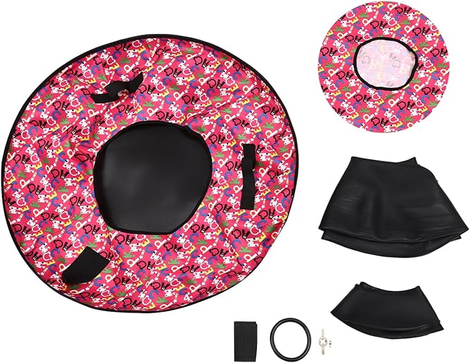 Snow Tube, Oxford Cloth Inflatable Sledding Tube with Cushion, 35.43in Towable Snow Sleds for Kids and Adult, Inflatable Sled for Outdoor Skiing, Sand Sliding, and Grass Sliding-StrideForce Fitness