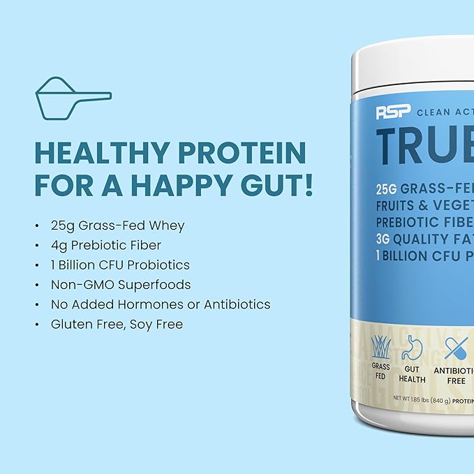 TrueFit Gut Healthy Protein Powder, Grass-Fed Whey Meal Replacement Shake with Prebiotics, Probiotics, & Organic Superfoods, Keto Friendly, Gluten Free-StrideForce Fitness