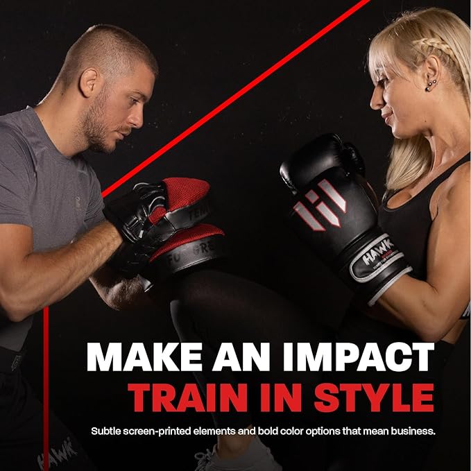 Hawk Sports Punching Mitts for Men, Women, & Kids, Leather Focus Mitts for Martial Arts & Boxing Training, Curved Punch Mitts for Karate, Kickboxing, Krav MAGA, Muay Thai & Taekwondo-StrideForce Fitness