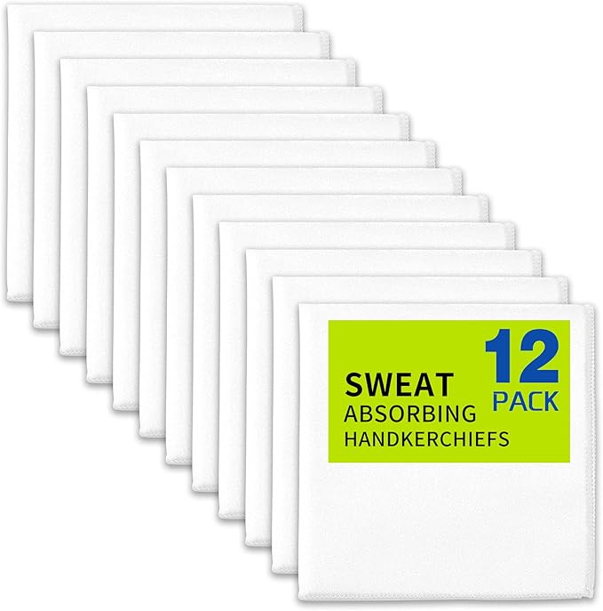 12 Pack Sweat Absorbing Handkerchiefs,Gym Workout Towels Microfiber Sweat Rags Towels for Men & Women, Running Sports accessories Small Cloth for Face Hand,Black Hankies (10" x 10")-StrideForce Fitness