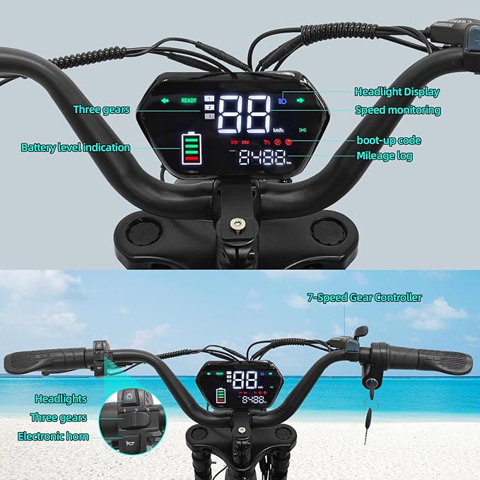 Electric Bikes for Adults,50-120Miles by Pas Ebikes,1000/15000W,720/1440WH E Dirt Bike,Shemano 7-Speed E Bikes,20'*4.0 Fat Tire Ebike,Dual Disc Brake Electric Motorcycle-StrideForce Fitness