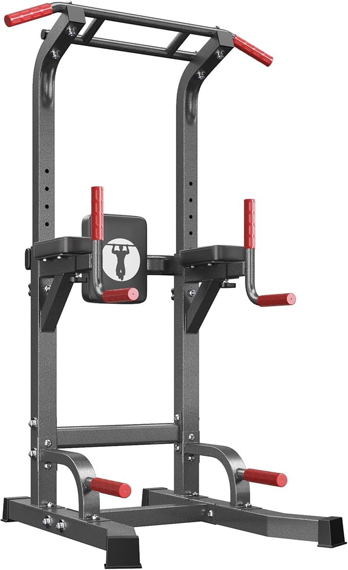 sogesfurniture Adjustable Dip Stands Assistive Trainer for Home Gym - 10-Level Height Wall-Saving Pull Up Bar, Dual Training Stands for Dip Push Up & Core Workout, Heavy Duty Steel Frame-StrideForce Fitness