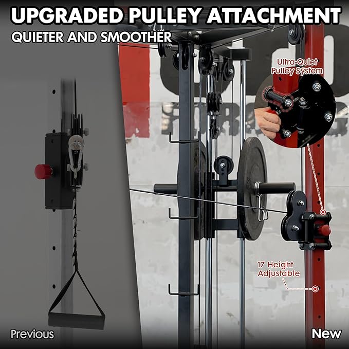 Mikolo Cable Crossover Machine, Functional Trainer with 17 Adjustable Positions, Home Gym Equipment with High and Low Pulley System for LAT Pulldowns and Seated Cable Row, Cable Fly Machine-StrideForce Fitness