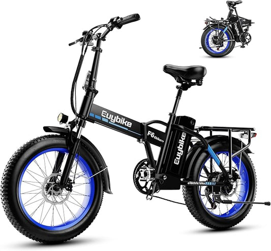 Foldable Electric Bike for Adults, 30+MPH, 48V 20Ah Removable Lithium Battery up to 80Miles, 20" Fat Tire 1000W Peak Motor Dirt Ebike Adult Electric Bicycle for Commute Beach Mountain E Bike-StrideForce Fitness