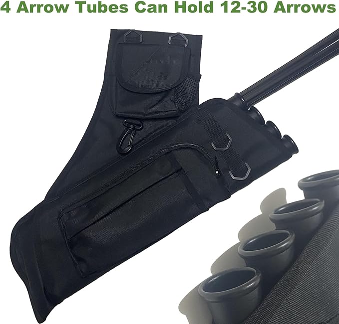 Archery Hip Quiver for Arrows with 4 Arrow Tubes Arrow Holder, Pockets for Accessories and Waist Belt-StrideForce Fitness