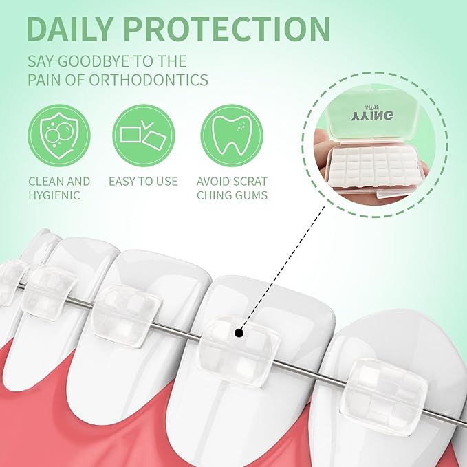 10 Box Clear Braces Wax for Teeth Precut Orthodontic Wax for Braces Aligners, Wax Dots, Hardcover Box Dental Wax with Mirror for Home Travel Office, Mint Flavored, 4Pack/Box