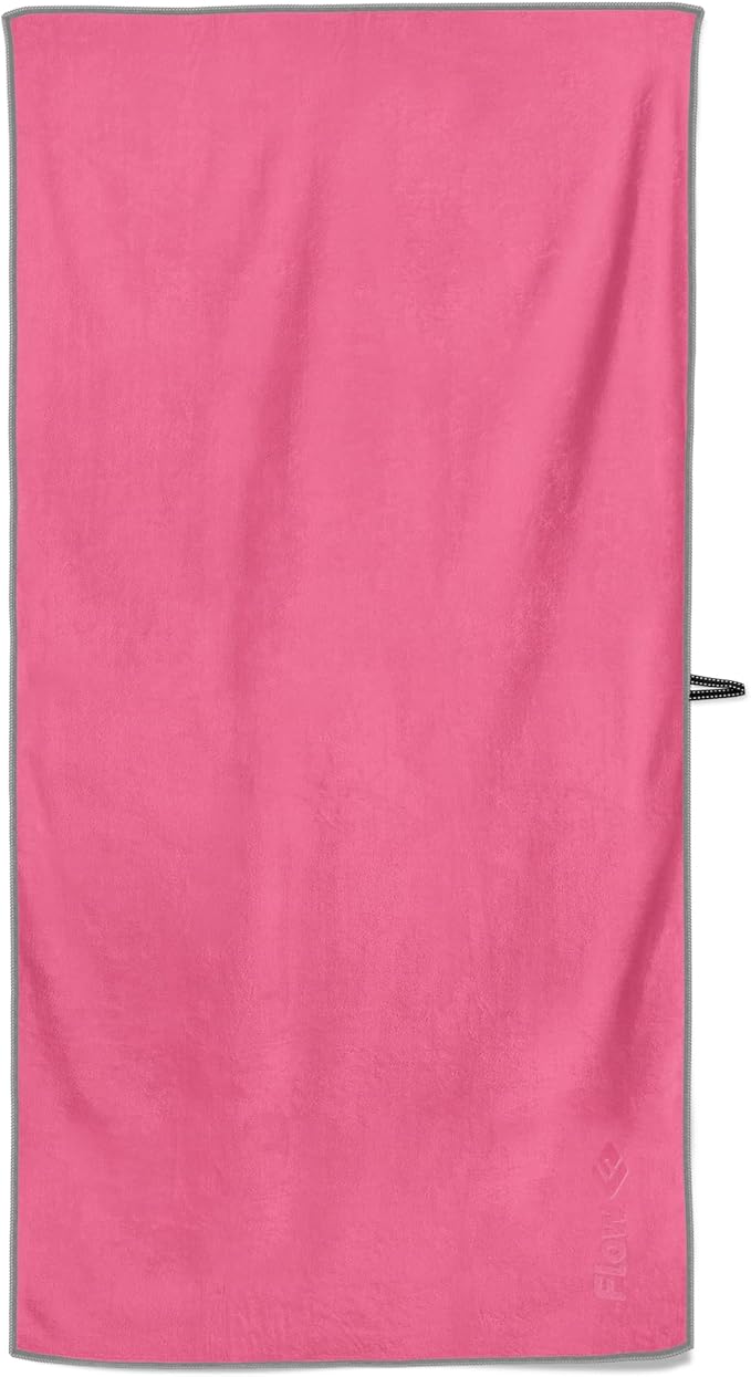 Flow Hydro Sport Towel - Microfiber Quick Dry Swimming Towels for Swim, Pool, Triathlon, and Other Water Sports in Medium, Large, Extra Large, and Hooded Sizes (Pink, Medium (48" x 24"))-StrideForce Fitness