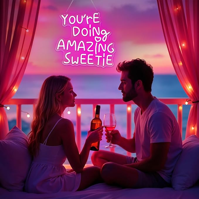 You're Doing Amazing Sweetie Neon Sign,Pink Led Neon Signs for Wall Decor,Dimmable Inspirational Letter Neon Lights USB Amazing Light Up Signs for Bedroom Classroom Party,Gift for Boys Girls-StrideForce Fitness