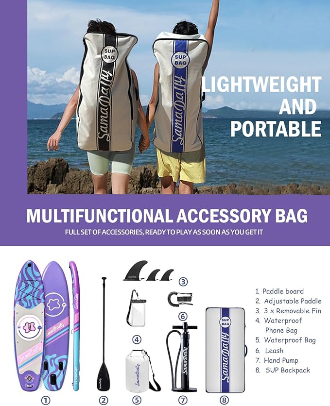 11'Stand Up Paddle Boards Surf Control with Premium SUP Board Accessories Backpack & Removable Fins, 34" Wide Inflatable Paddle Boards of All Skill Levels-StrideForce Fitness