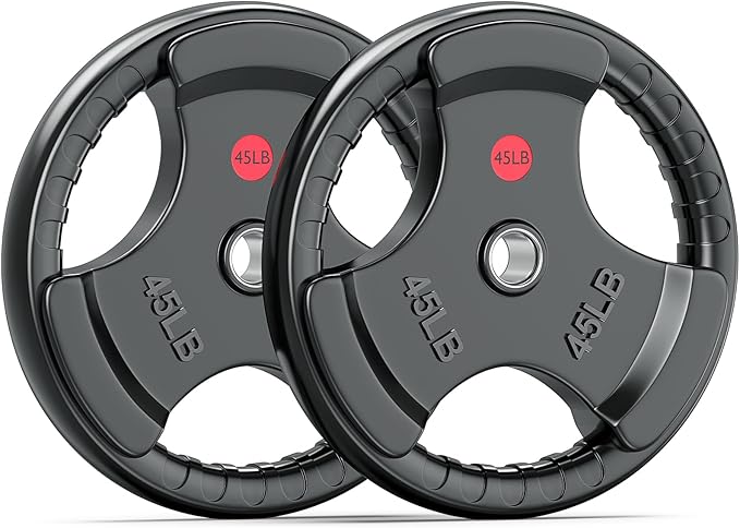 XDDIAS Rubber Weight Plates for Barbell, 2-Inch Olympic Grip Plate for Strength Training, Weightlifting and Bodybuilding in Home & Gym, Solid Cast Iron Weight Plates Pair and Sets-StrideForce Fitness