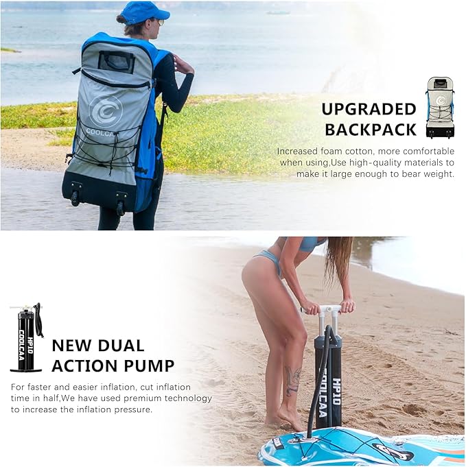 Inflatable Paddle Board, Stand Up Paddleboard with Premium SUP Accessories for Fishing & Yoga, 460lb Capacity, Non-Slip EVA Deck, Blow Up Paddle Boards for Adults & Beginner-StrideForce Fitness