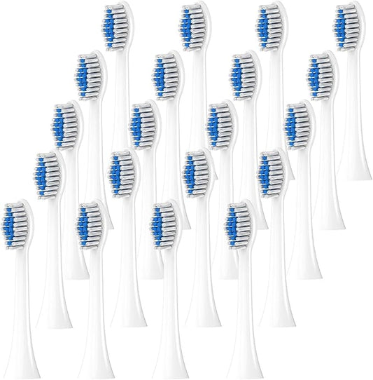 8/12/20 Pcs Soft Brush Heads ，Compatible with Philips Electric Toothbrush, Replacement Toothbrushes Head Refill for 1100 2100(White-20 Pcs)