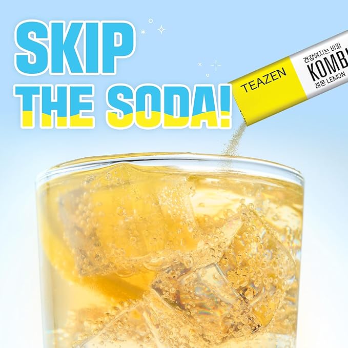 TEAZEN Lemon Kombucha Tea, Hydration Drink Mix, Sugar Free, Live Probiotics & Prebiotics, 10 Sticks, 1.76oz-StrideForce Fitness