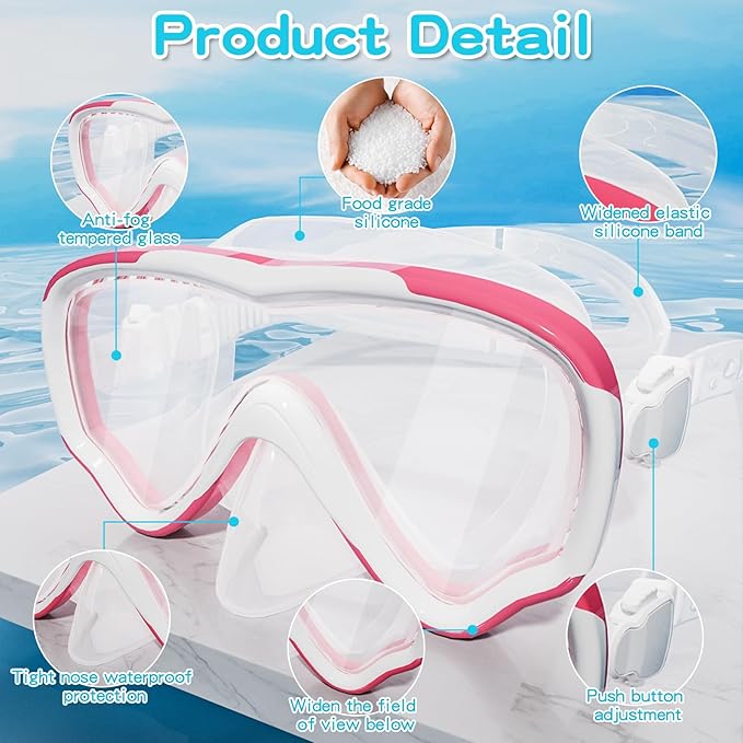 Kids Swim Goggles with Nose Cover, Snorkel Diving Mask Anti-Fog Anti-UV, Snorkeling Gear Swimming Goggles for Kids 3-14 2PCS-StrideForce Fitness