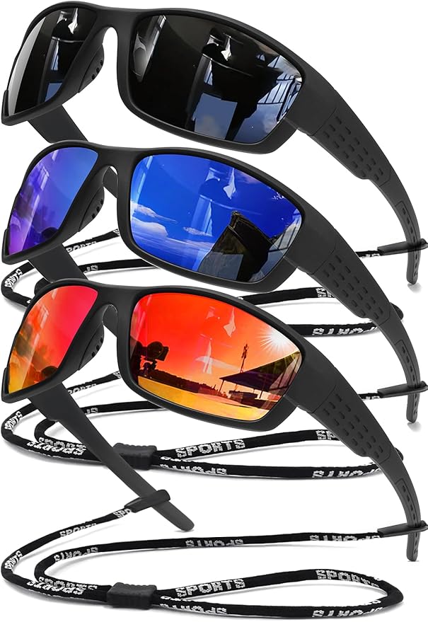 Polarized Sports Sunglasses Men UV400 Protection Lightweight Wrap Around Goggles for Cycling Fishing Driving Running-StrideForce Fitness