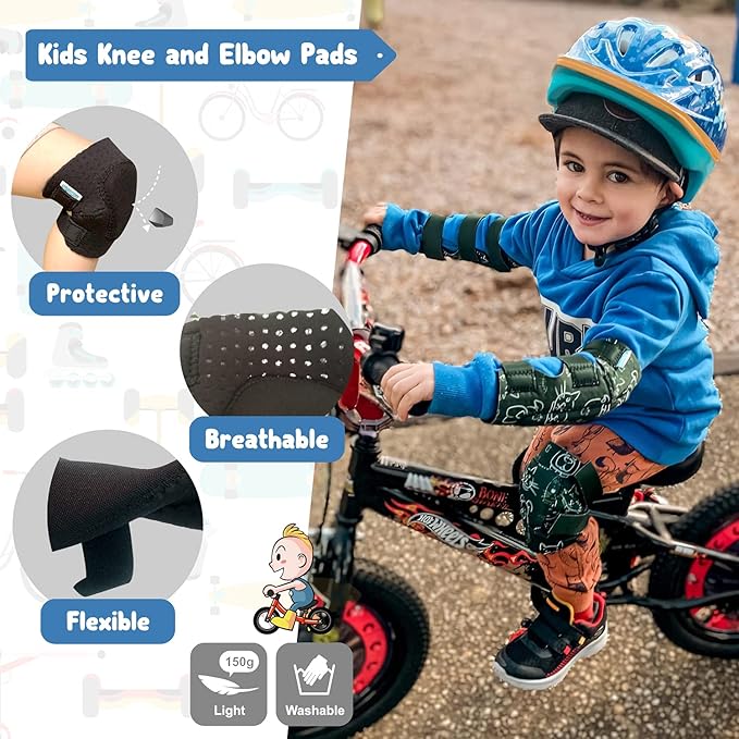 Soft-Style Kids Knee and Elbow Pads with Bike Gloves, Flexible Impact-Resistant Gear for Ages 2-11, Designed for Balance Bikes, Roller-Skating, and Skateboarding-StrideForce Fitness
