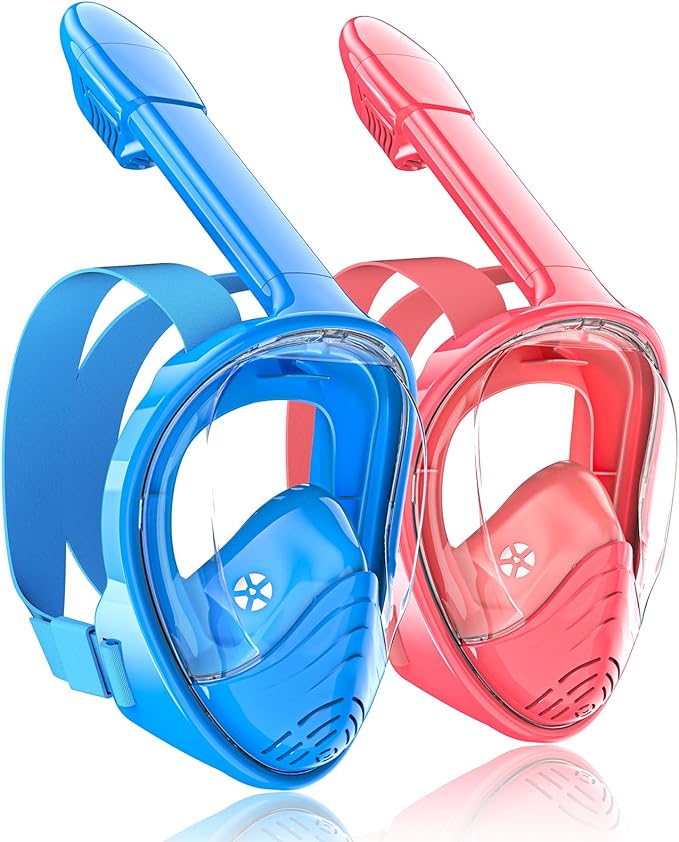 QingSong Kids Snorkel Mask Full Face, Snorkeling Set with Camera Mount, Foldable 180 Degree Panoramic View Snorkeling Gear Anti-Fog Anti-Leak-StrideForce Fitness