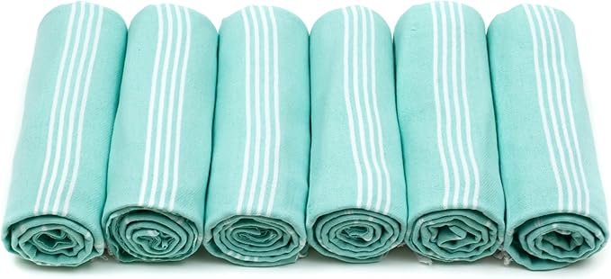 HAVLULAND Turkish Beach Towels Oversized -100% Turkish Cotton Super Soft Lightweight - Absorbent and Quick Drying Bath Towel - Sand Free Beach Towel - Turkish Towels for Adults (Aquamarine, 12 Pack)-StrideForce Fitness