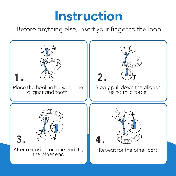 OrthoKey Clear Aligner Removal Tool | Invisible Removable Braces, Denture, Brackets, Retainer Remover Key | Personal Orthodontic Supplies, Dental-Grade for Ortho Cleaning & Travel Use | (2-Pack) Blue