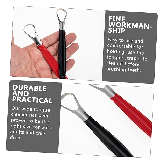 2pcs Tongue Cleaner for Adults Stainless Steel Tongue Scraper Oral Hygiene Bad Breath Remover Easy to Use
