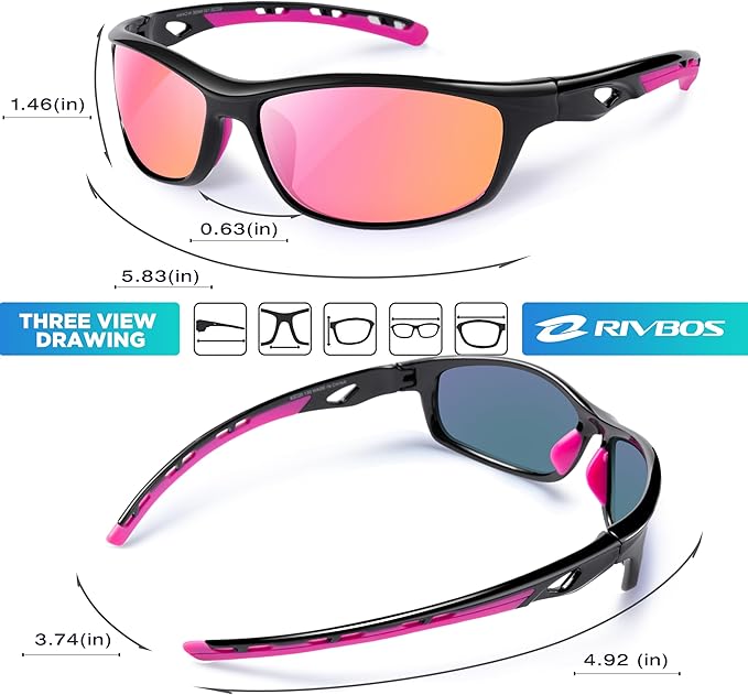 RIVBOS Sunglasses for Men Women Polarized UV Protection Sports Fishing Driving Shades Cycling RB833-StrideForce Fitness