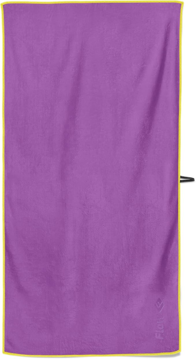 Flow Hydro Sport Towel - Microfiber Quick Dry Swimming Towels for Swim, Pool, Triathlon, and Other Water Sports in Medium, Large, Extra Large, and Hooded Sizes (Purple, Large (60" x 30"))-StrideForce Fitness