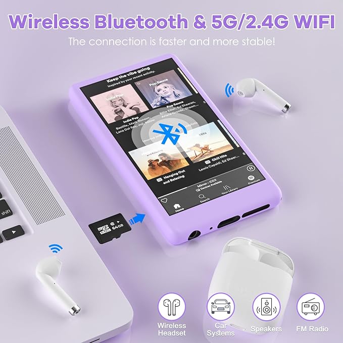 96GB MP3 Player with Bluetooth and WiFi, 4.1" Touch Screen, Silicone Protective case, Octa-core, MP4 MP3 Player for Spotify, Pandora, 96GB Storage Up to 1Tb, Android Music Player for Parental Control-StrideForce Fitness