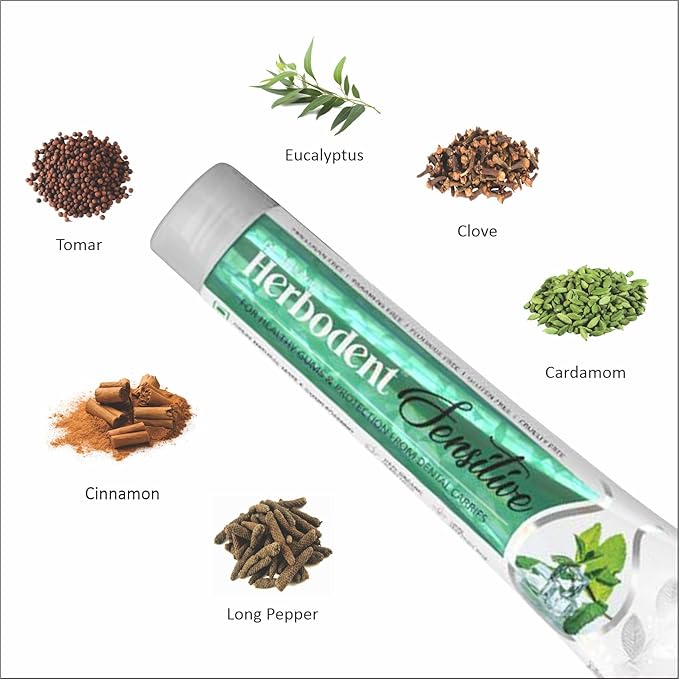 Herbodent® Sensitive Toothpaste - 6.53 Oz Pack of 1 | Enamel Repair & Cavity Protection, Fluoride Free, Sensitive Care with Natural Mouthwash & Gum Strengthening Herbs - Clove, Tomar, Long Pepper...