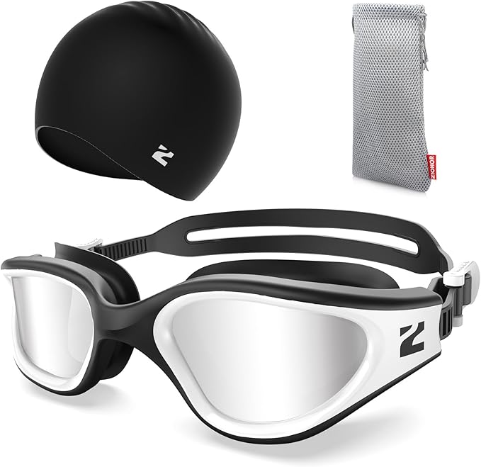 ZIONOR G1 Lite Swim Goggles with Swim Cap Comfortable Anti-fog Swimming Goggles Cap Set for Adult Men Women-StrideForce Fitness